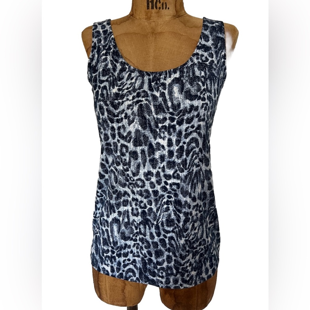 Chico's Blue and White Animal Print Tank Top NWOT size 0
